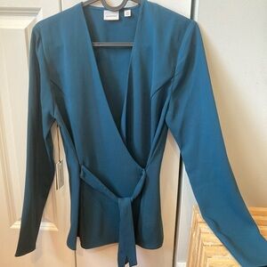 Aritzia Teal Wrap Blouse - NWT